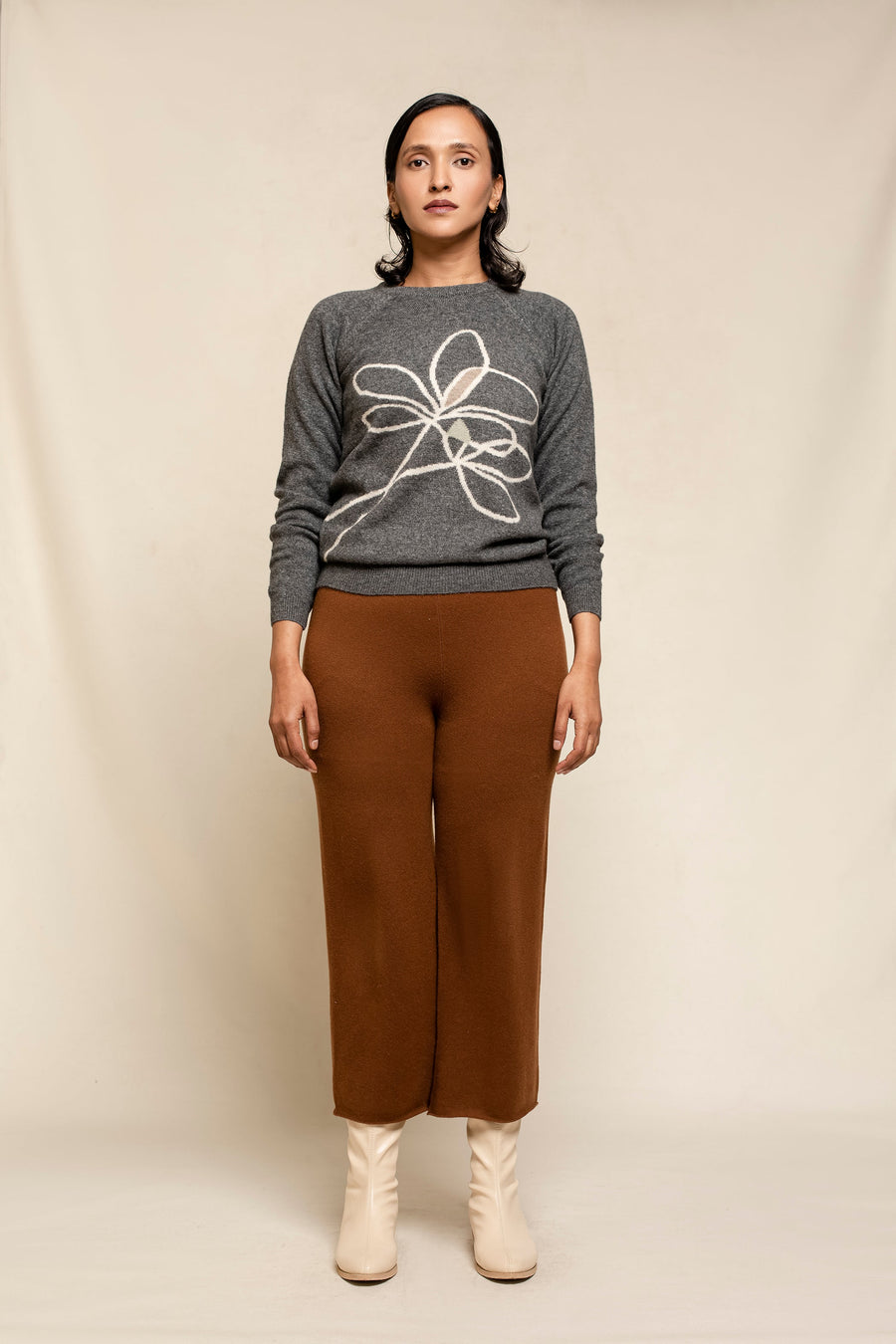 Women's Cashmere Silk Placed Intarsia Sweater